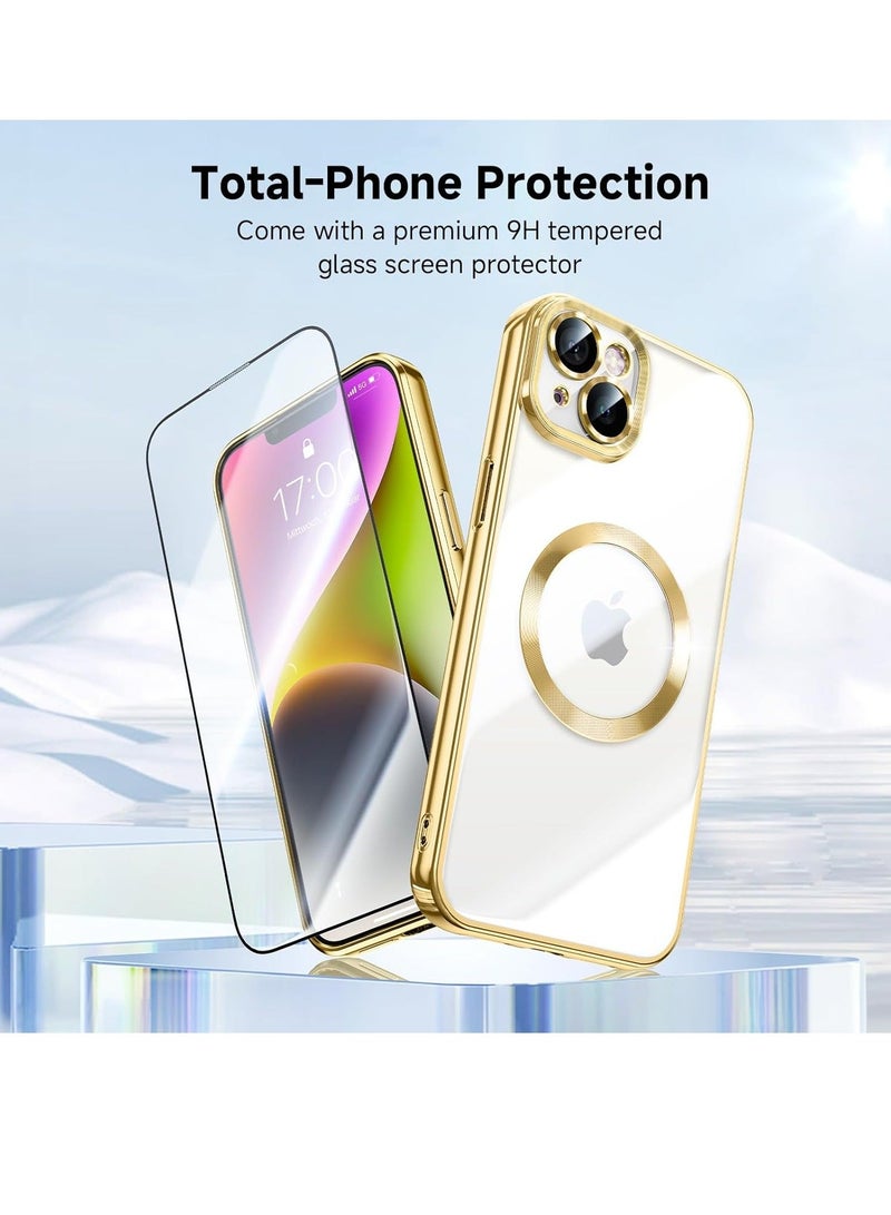MUNTAQI iPhone 14 Case with Integrated Camera Lens Protection [TOP N56 Magnets] [Military Grade Drop Protection] for Magsafe Women Men iPhone 14 Cover Case 6.1" Gold - Image 2