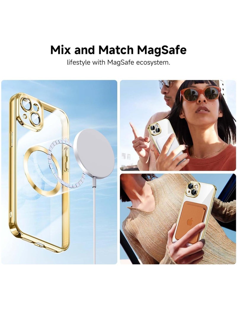 MUNTAQI iPhone 14 Case with Integrated Camera Lens Protection [TOP N56 Magnets] [Military Grade Drop Protection] for Magsafe Women Men iPhone 14 Cover Case 6.1" Gold - Image 4
