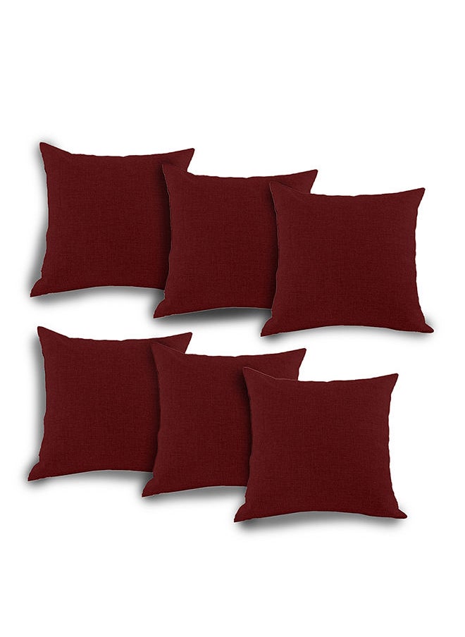 In-House - Set of 6 Pieces Square Linen Decorative Cushion with Solid Design and Elegant Colors - Image 1