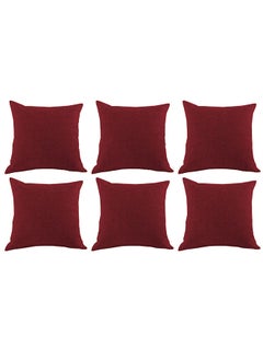In-House Set of 6 Pieces Square Linen Decorative Cushion with Solid Design and Elegant Colors  - Image 2