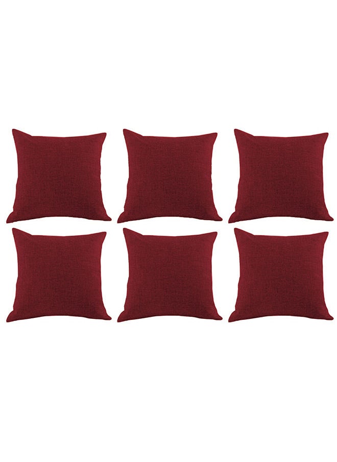 In-House - Set of 6 Pieces Square Linen Decorative Cushion with Solid Design and Elegant Colors - Image 1