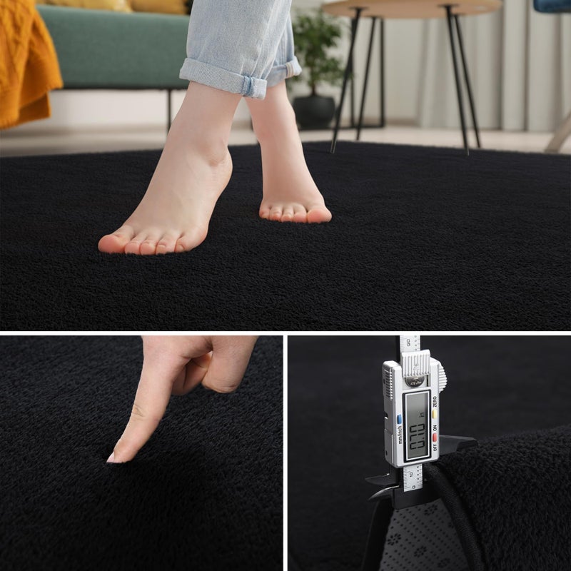 Keeko Soft Area Rugs for Bedroom Living Room  2x3 Black Modern Indoor Low Pile Fluffy Small Rug Door Mat Machine Washable Non Slip Thickened Memory Foam Rug Carpet for Kitchen Nursery Room Decor - Image 4