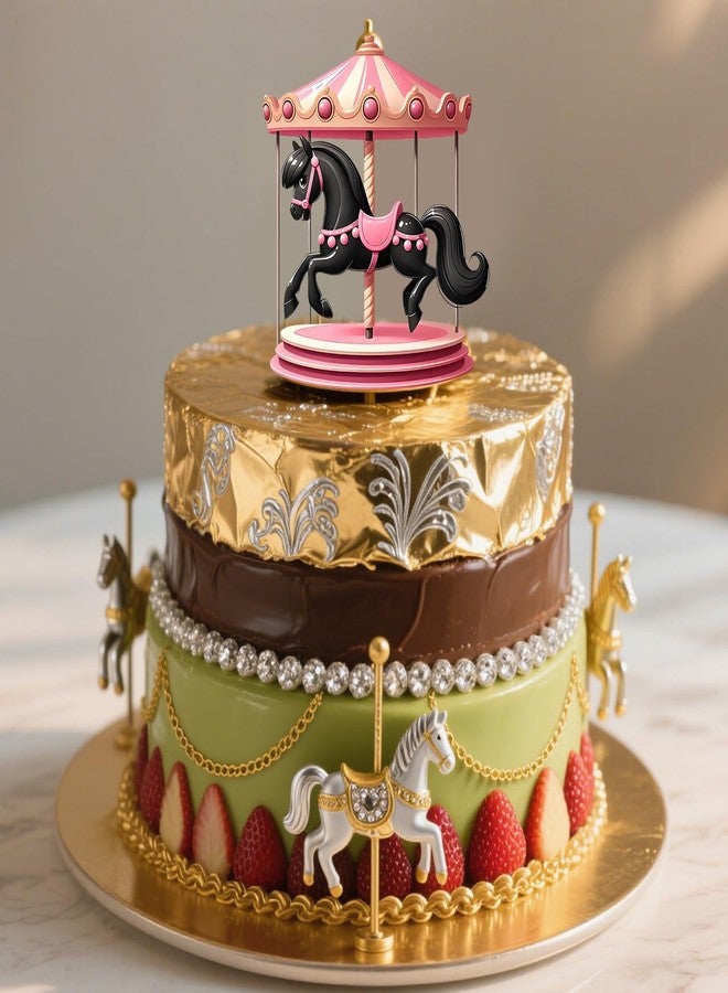 Xcake Lcook 3 Pieces Carousel Horse Fondant Silicone Molds, 3D Merry-Go-Round Chocolate Baking Molds for Lollipop Sugarcraft Gum Paste Baby Shower Carousel Party Cake Decorating Supplies Clay Resin - Image 4