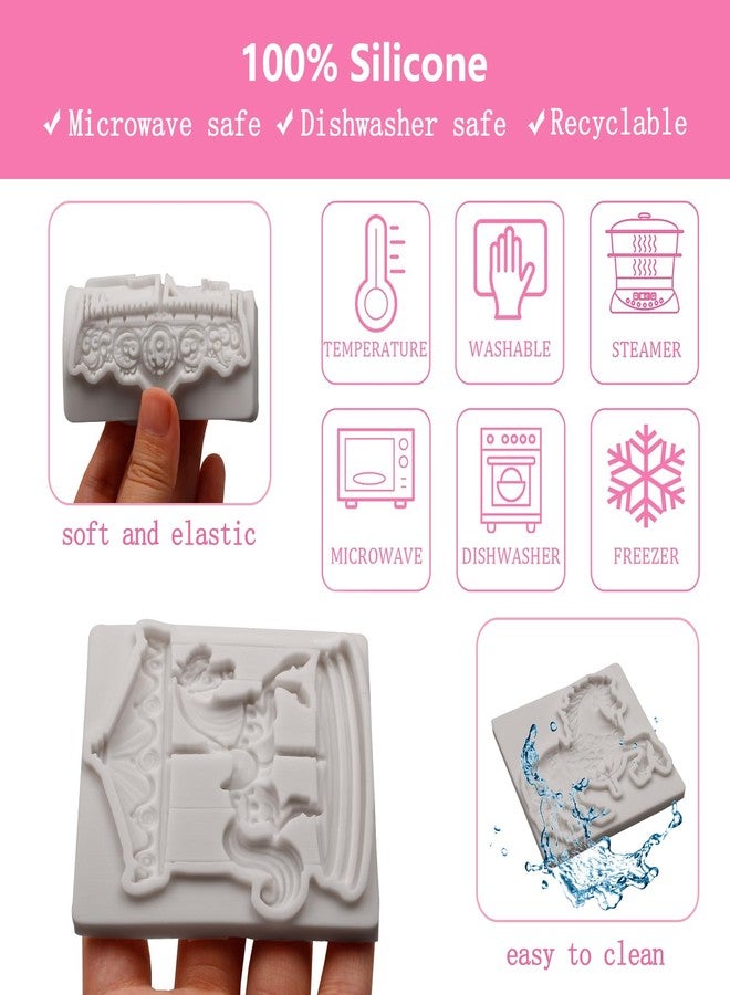 Xcake Lcook 3 Pieces Carousel Horse Fondant Silicone Molds, 3D Merry-Go-Round Chocolate Baking Molds for Lollipop Sugarcraft Gum Paste Baby Shower Carousel Party Cake Decorating Supplies Clay Resin - Image 3