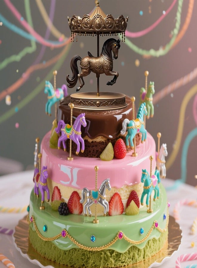 Xcake Lcook 3 Pieces Carousel Horse Fondant Silicone Molds, 3D Merry-Go-Round Chocolate Baking Molds for Lollipop Sugarcraft Gum Paste Baby Shower Carousel Party Cake Decorating Supplies Clay Resin - Image 5