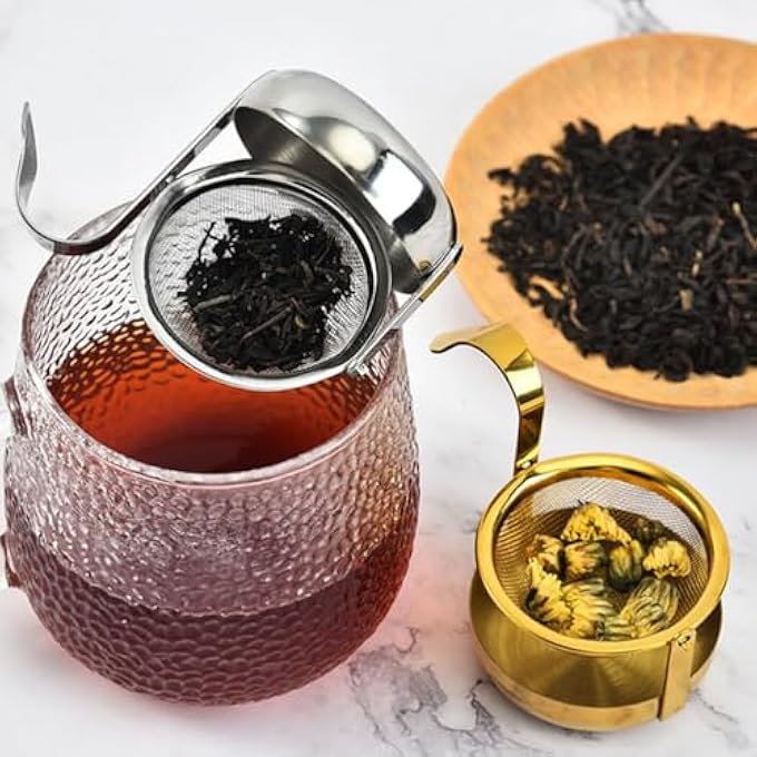 KASTWAVE Tea Strainers For Loose Tea 3 Pcs Stainless Steel Tea Infuser Filter With Handle Extra Fine Mesh Tea Infuser Rotary Reusable Tea Strainers For Loose Leaf Tea Spices Seasonings - Image 3