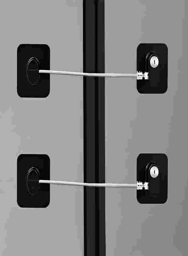 2 Pcs Refrigerator Lock, Fridge Locks for Kids, Cabinet Locks with Keys, Mini Fridge Locks for Kids, Used in Refrigerator Door, Cabinets, Drawers, Toilet Seat (Black Square-2 Pack)  - Image 1
