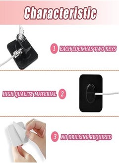 Generic 2 Pcs Refrigerator Lock, Fridge Locks for Kids, Cabinet Locks with Keys, Mini Fridge Locks for Kids, Used in Refrigerator Door, Cabinets, Drawers, Toilet Seat (Black Square-2 Pack)  - Image 4