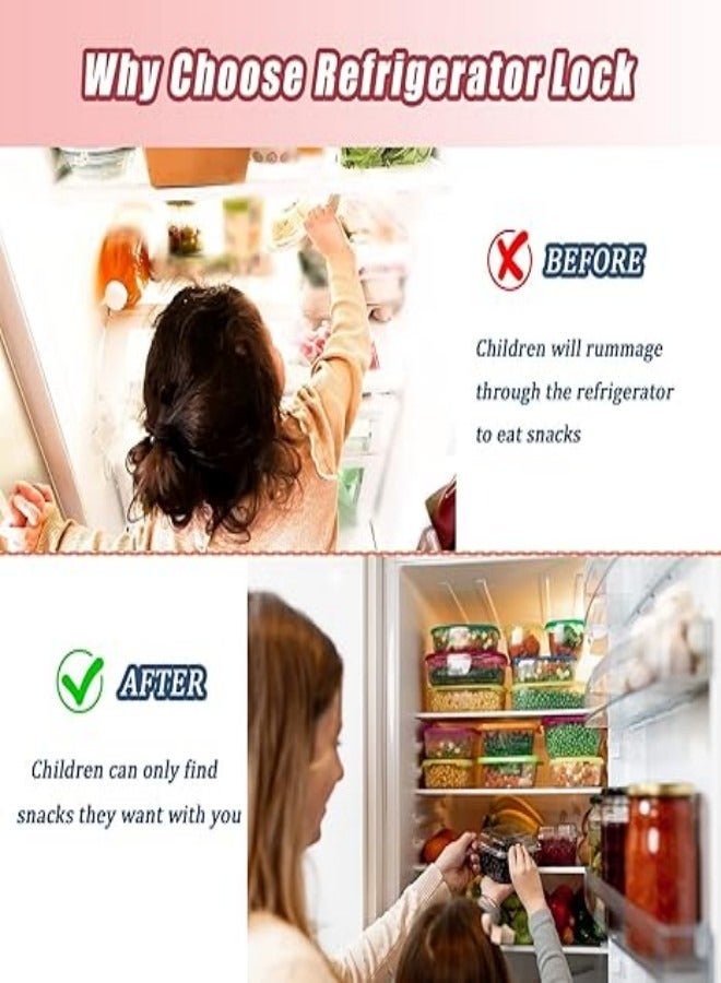 2 Pcs Refrigerator Lock, Fridge Locks for Kids, Cabinet Locks with Keys, Mini Fridge Locks for Kids, Used in Refrigerator Door, Cabinets, Drawers, Toilet Seat (Black Square-2 Pack)  - Image 3