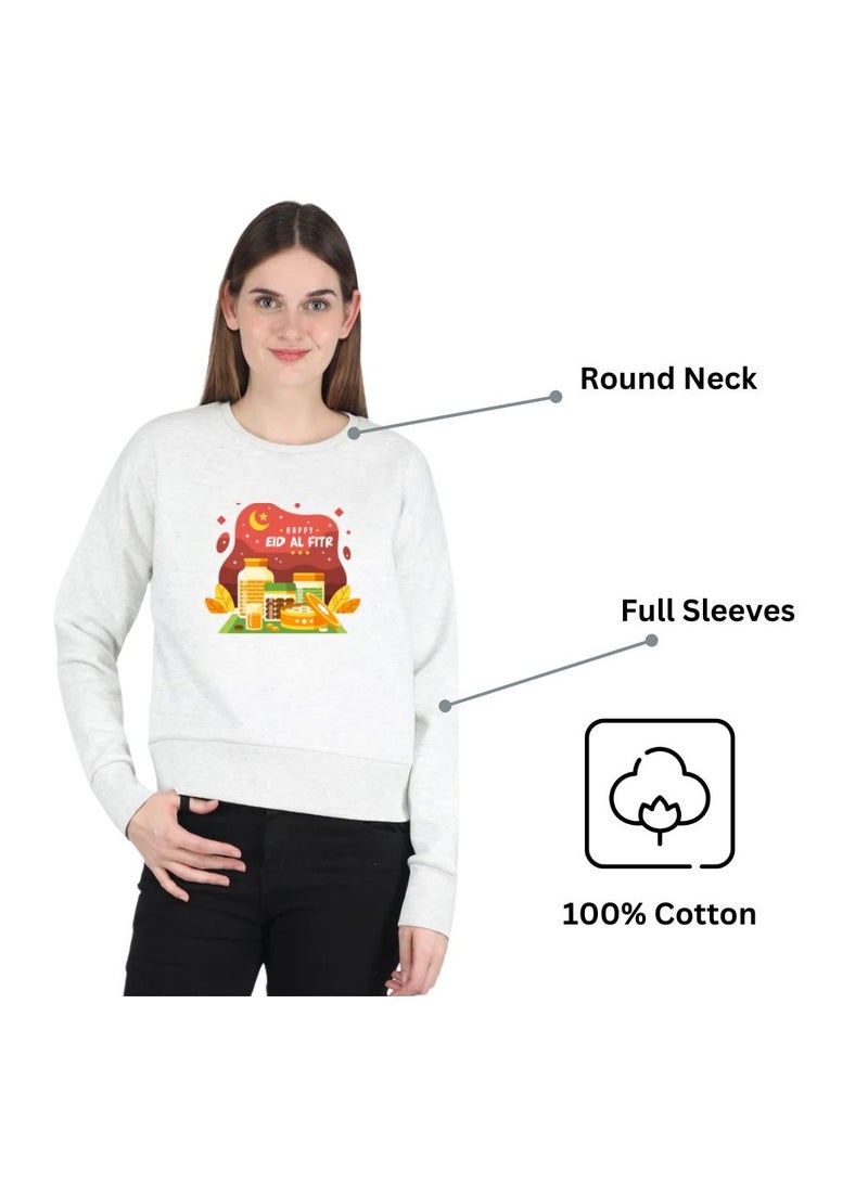 برينت شوب فور مي سويت شيرت نسائي للعيد – نسيج قطن 100% | سويت شيرت للنساء | لباس غير رسمي | سويت شيرت بأكمام طويلة ورقبة دائرية | سويت شيرت احتفالي للعيد - Image 5