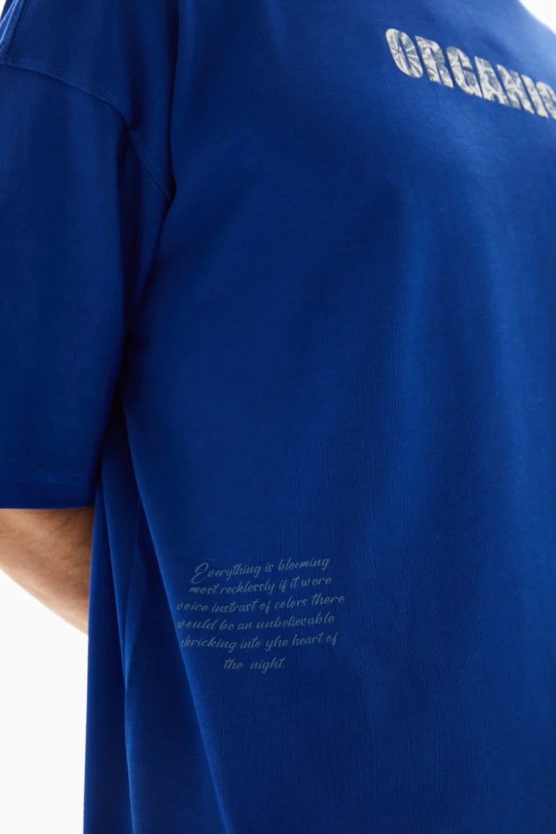 Wecre8 Blue "ORGANICS" Printed T-shirt By WECRE8