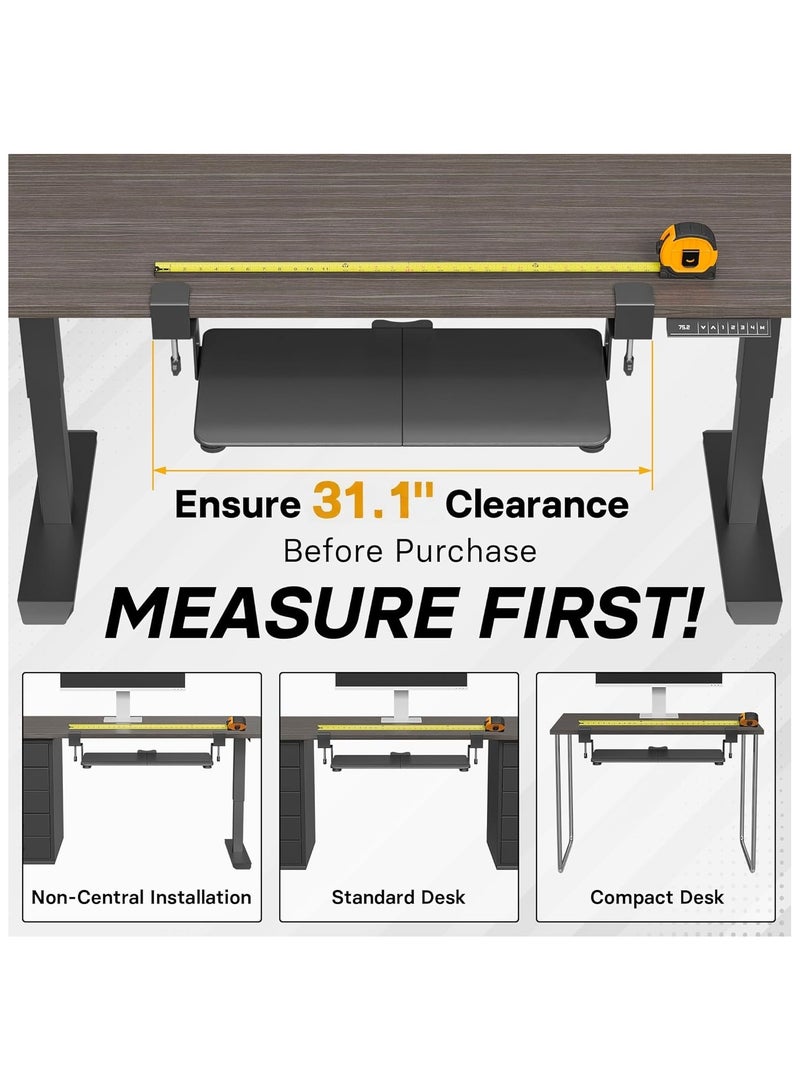 NANAO صينية لوحة المفاتيح تحت المكتب، منصة لوحة المفاتيح والفأرة القابلة للسحب مع مشبك C، 25.6 × 11.8 بوصة، درج منزلق مريح موفر للمساحة، أسود - Image 4