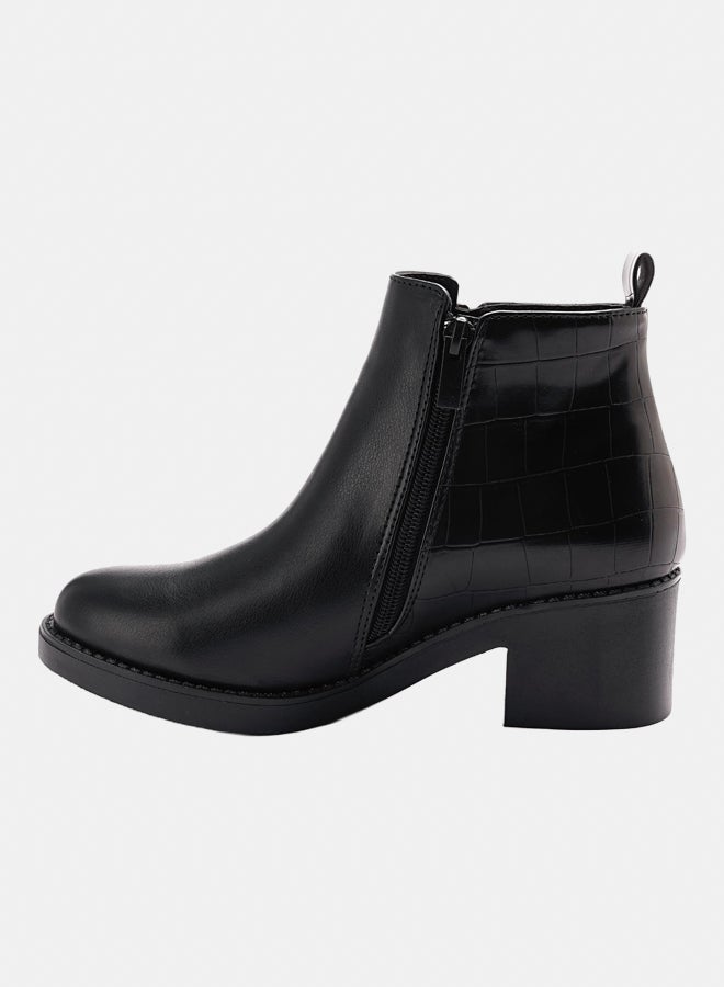 XO Style Leather Ankle Boot - Black - Image 4