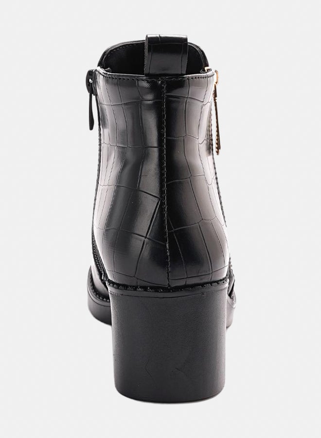 XO Style Leather Ankle Boot - Black - Image 3
