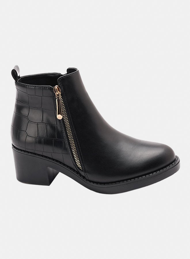 XO Style Leather Ankle Boot - Black - Image 1