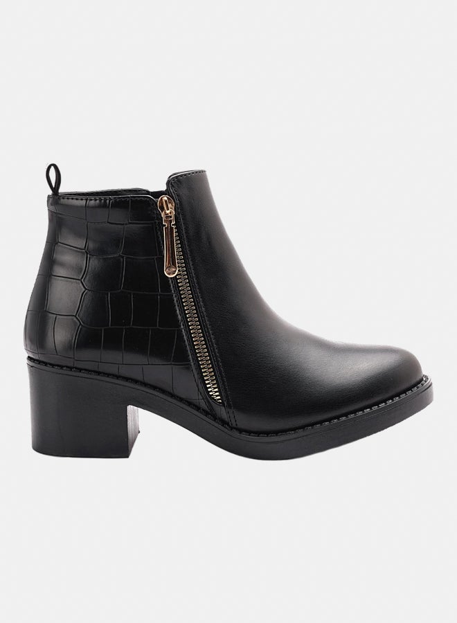 XO Style Leather Ankle Boot - Black - Image 2