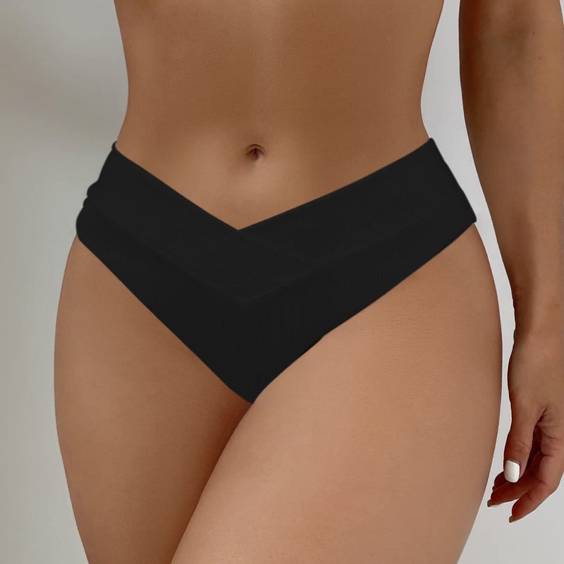 SherryDC Women's V Cut High Waisted Bikini Bottom High Leg Cut Swimsuit Bathing Suit Bottoms - Image 2