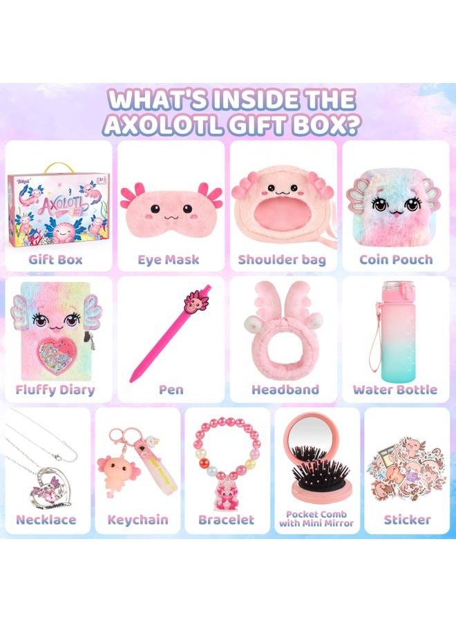 Tekeii هدايا أكسولوتل للفتيات، ألعاب أكسولوتل مع دفتر ملاحظات ف fluffy، ملصق، والمزيد - هدايا للأطفال من 6-8 سنوات، عيد الميلاد عيد ميلاد للفتيات من 3 إلى 10 سنوات - Image 2