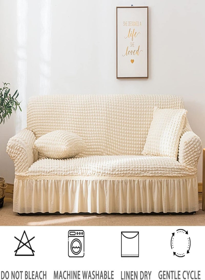 Sharpdo European Non-Slip Four Seasons Sofa Cover - Elastic Band Fixation, Lotus Leaf Skirt Design, Durable Fabric - Image 1