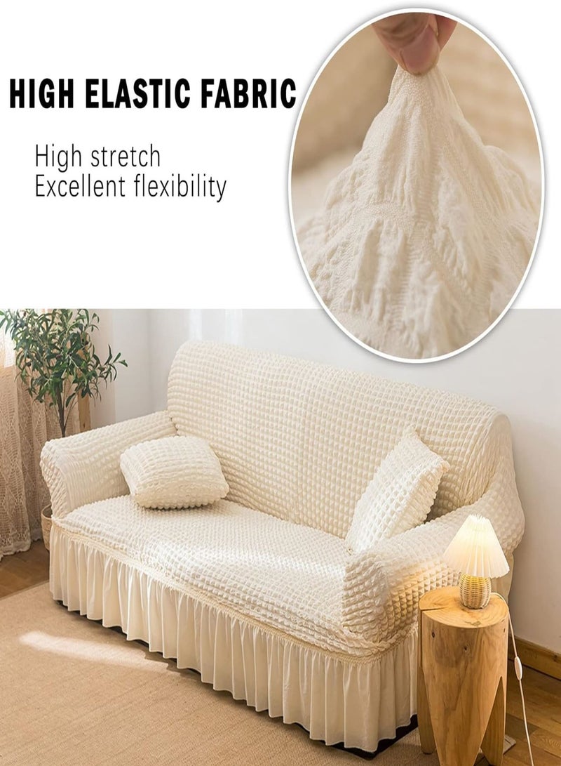 Sharpdo European Non-Slip Four Seasons Sofa Cover - Elastic Band Fixation, Lotus Leaf Skirt Design, Durable Fabric - Image 3