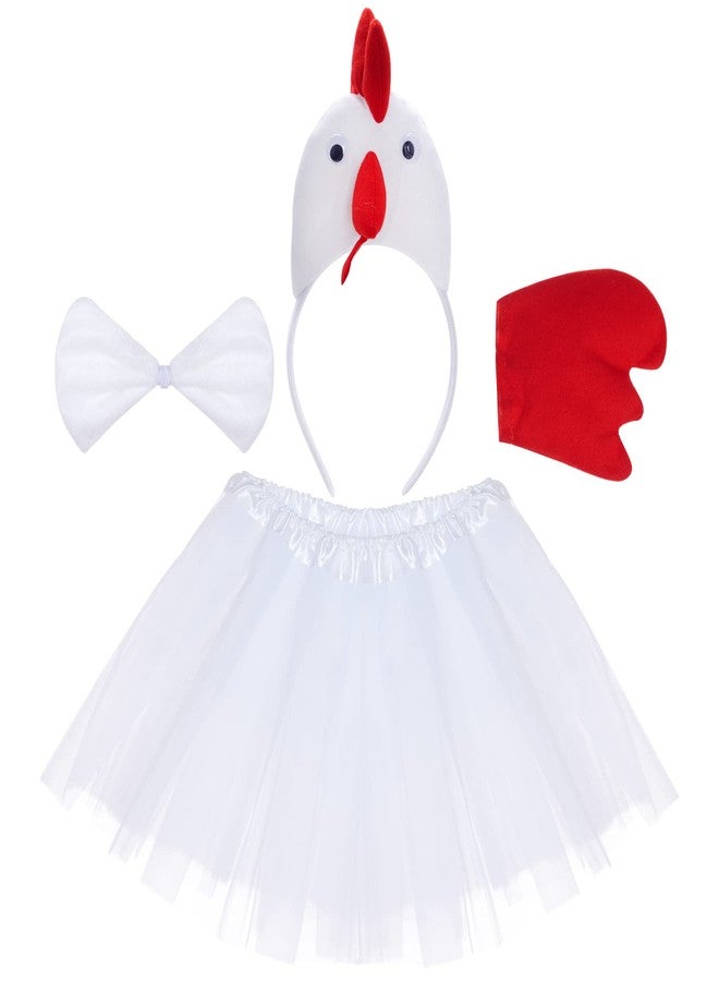 Jmkcoz Chicken 3D Animal Costume 3D Chick Headband Bowtie Tail Tutu Set for Halloween Christmas Cosplay Party - Image 1