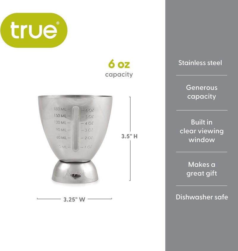 True Vista Stainless Steel Double Jigger for Bartending, Cocktail Measuring Jiggers for Margarita, Whiskey Sour, Bloody Mary, Mocktails and Other Drinks, Home Bar Accessories, 6 oz & 1 oz, Set of 1 - Image 3