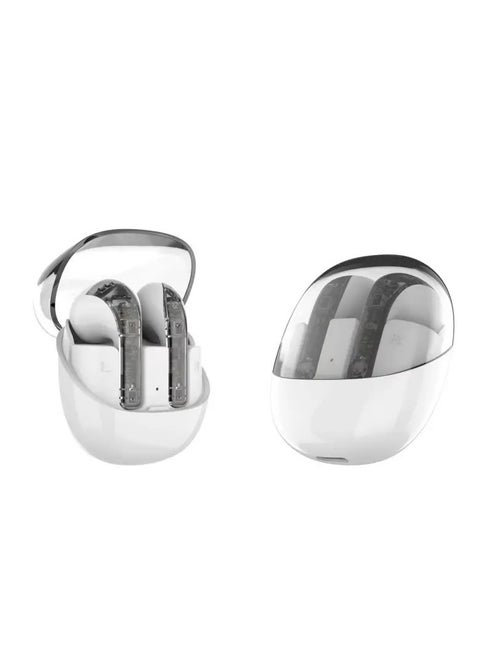 Hit-Buds R20 wireless Bluetooth headset, clear calls, smart touch control, high-quality sound, elegant and modern design, comfortable in-ear design, stereo sound, high-fidelity microphone (white)