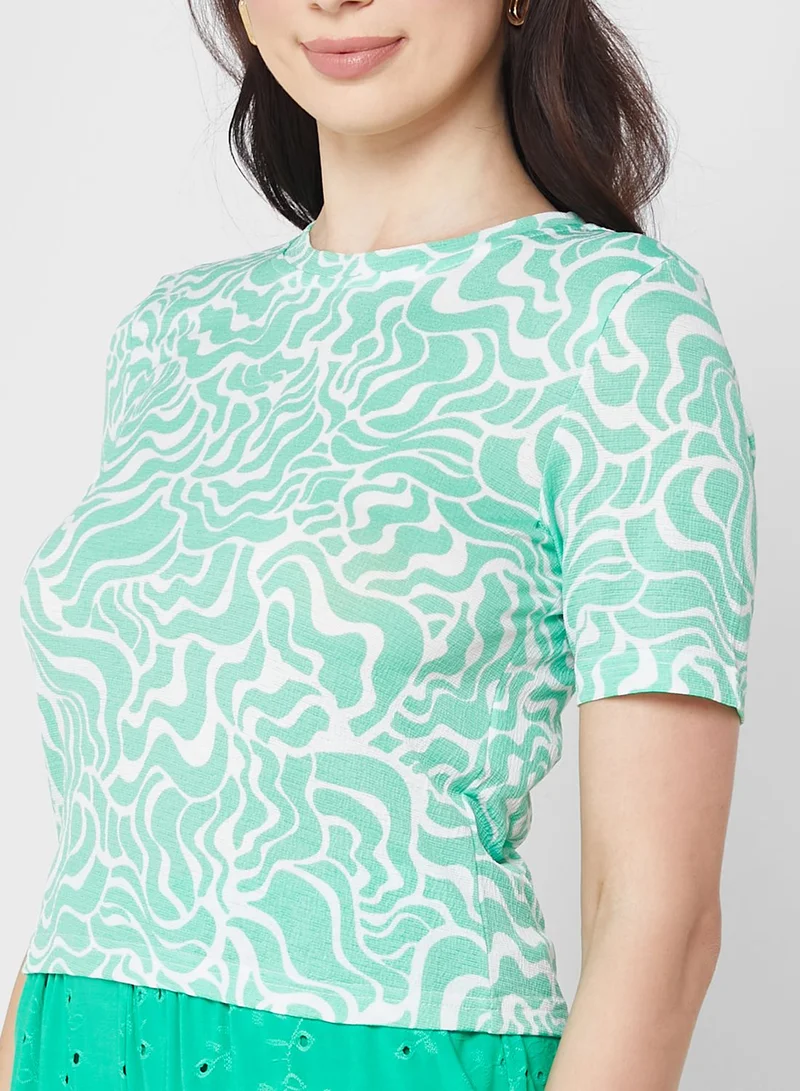 VERO MODA Printed Crew Neck Top