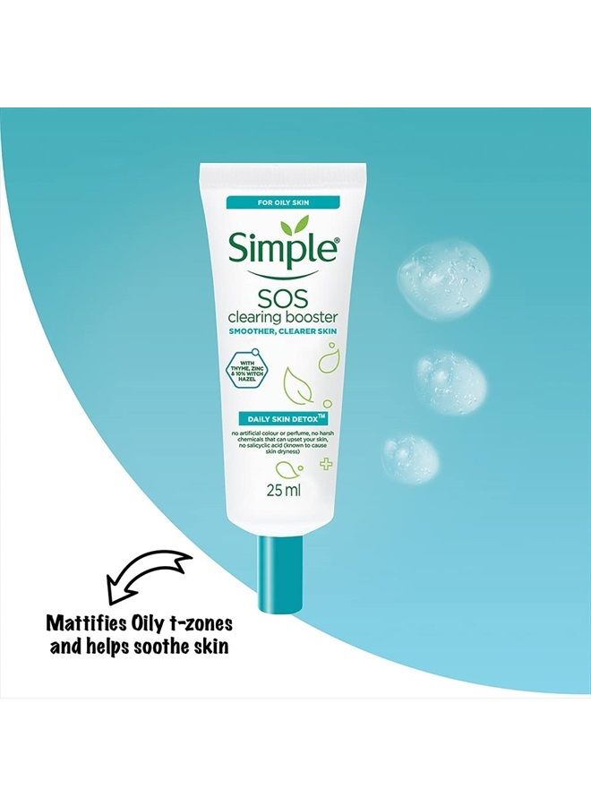 simple مستحضر Daily Skin Detox SOS Clearing الذي يحتوي على الزعتر والزنك وبندق الساحرة لتعزيز اللمعان طويل الأمد والتحكم في العيوب 25 مل - قد تختلف العبوة - Image 3