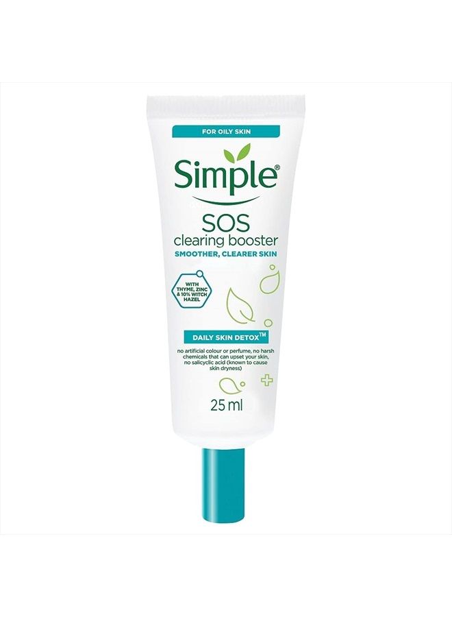 simple مستحضر Daily Skin Detox SOS Clearing الذي يحتوي على الزعتر والزنك وبندق الساحرة لتعزيز اللمعان طويل الأمد والتحكم في العيوب 25 مل - قد تختلف العبوة - Image 1