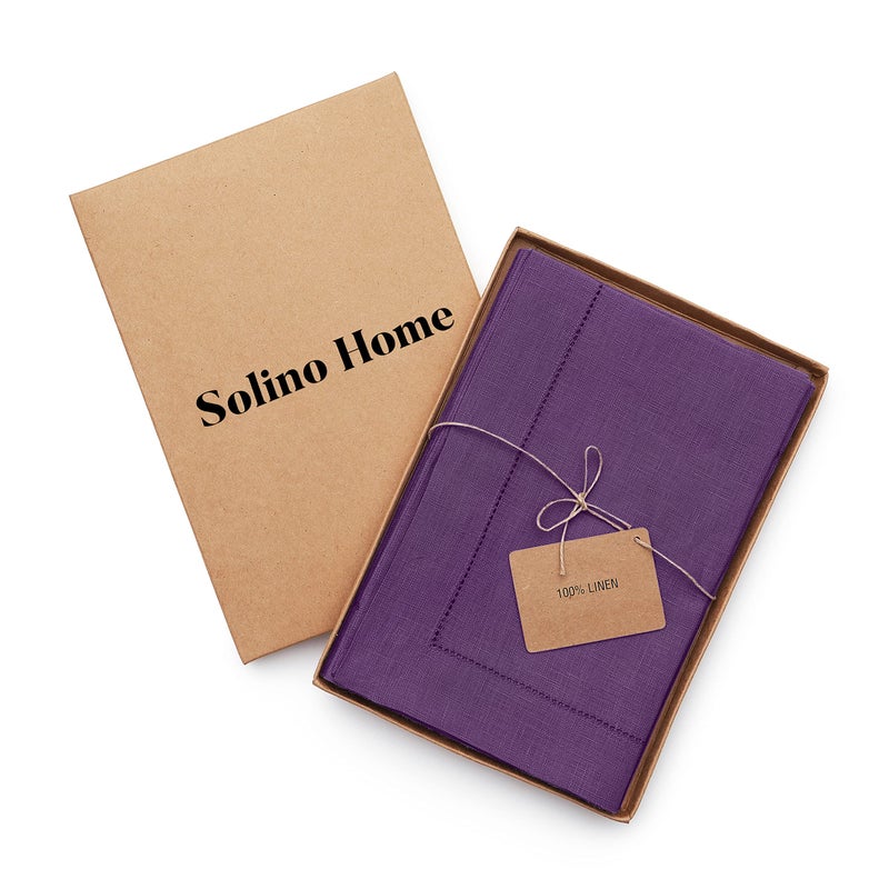 سولينو هوم مناديل العشاء المنزلية المنزلية في Solino 20 × 20 بوصة - 100 ٪ من المناديل النقي الأرجواني القماش الأرجواني - Image 4