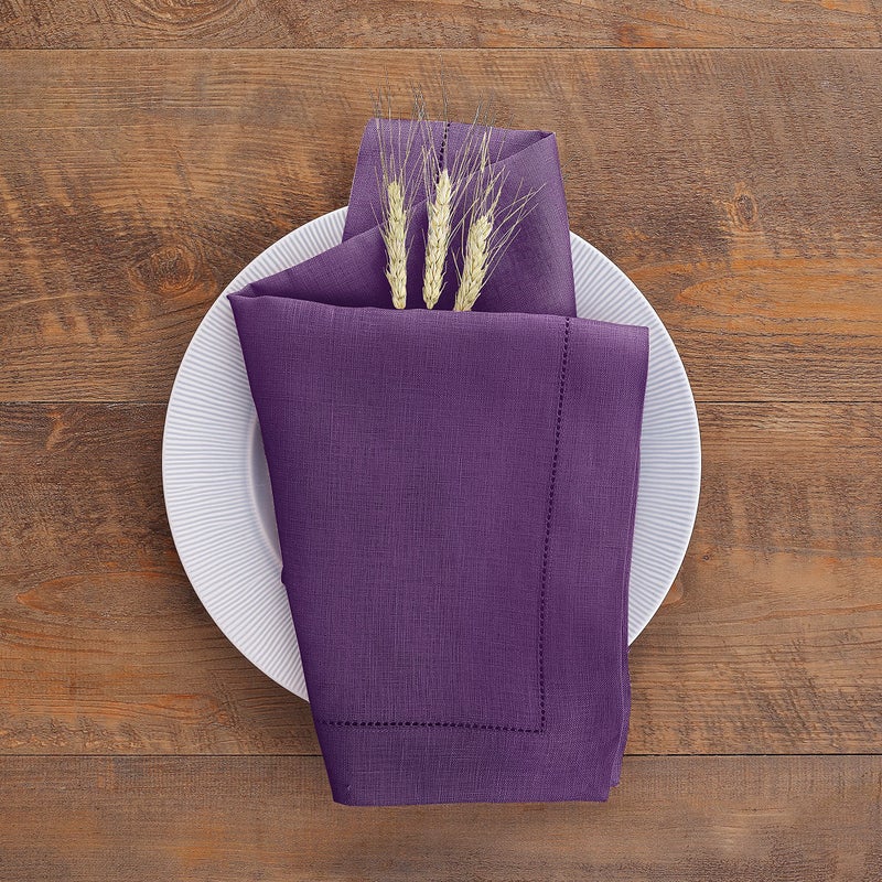 سولينو هوم مناديل العشاء المنزلية المنزلية في Solino 20 × 20 بوصة - 100 ٪ من المناديل النقي الأرجواني القماش الأرجواني - Image 2