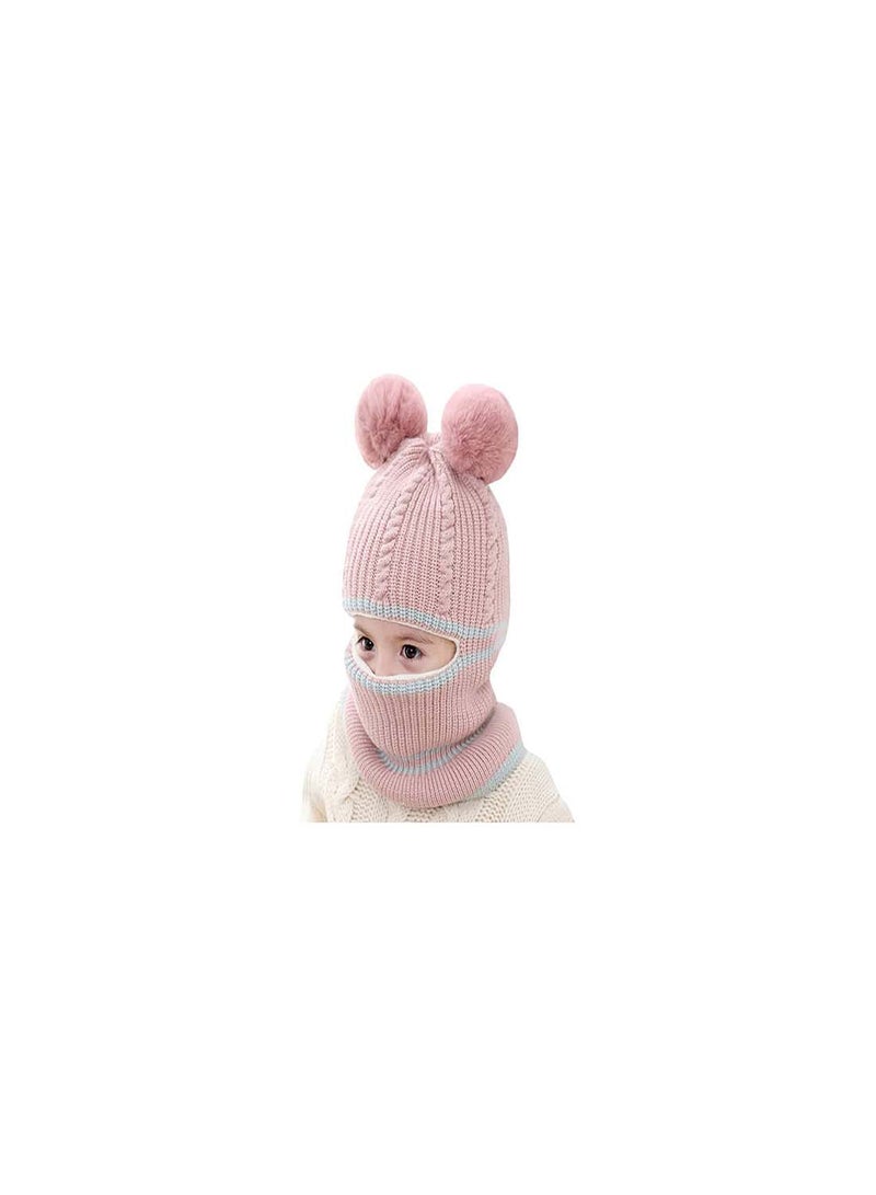 Generic Kids Winter Hat Set, 2-Piece Fleece Lined Beanie with Double Pom Pom Ears, Cozy Cable Knit Cap for Toddlers, Perfect for Cold Weather, Ideal for Ages 1-5, Boys and Girls Winter Accessories - Image 4
