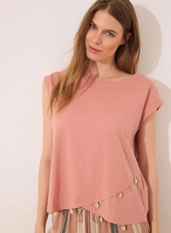 women'secret Orange sleeve T-shirt