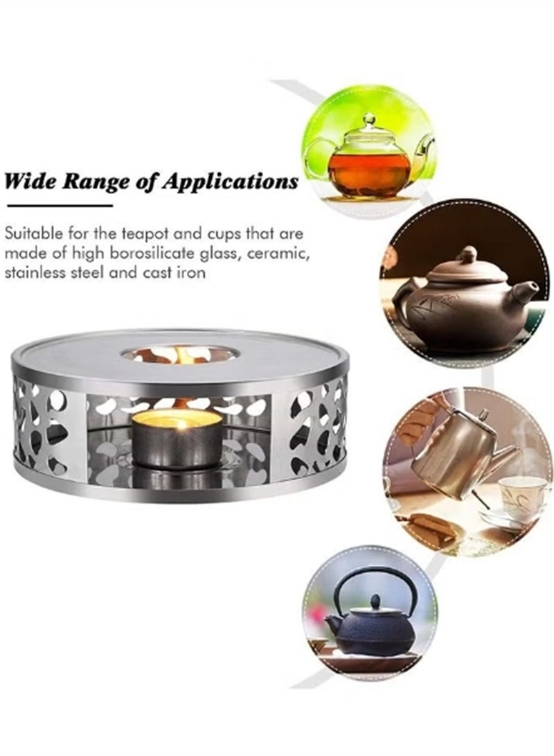 Stainless Steel Teapot Warmer, Metal Teapot Heater with Tealight Holder Base, Coffee Tea Warmer for Glass Teapot Ceramic Teapot and Other Heatproof Dish - Image 4