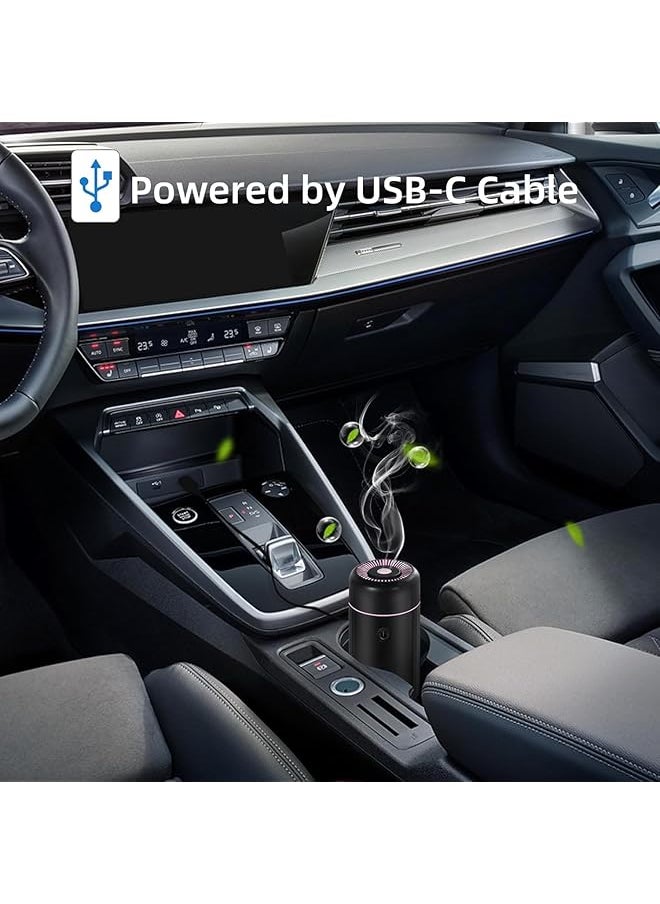 إيروريكس - موزع هواء للسيارة مزود بمنفذ USB صغير لتوزيع الزيوت العطرية مع 7 مصابيح LED متغيرة اللون مناسب للسيارة والمنزل والمكتب وغرفة صغيرة باللون الأسود - Image 1