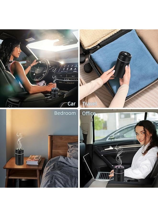 إيروريكس - موزع هواء للسيارة مزود بمنفذ USB صغير لتوزيع الزيوت العطرية مع 7 مصابيح LED متغيرة اللون مناسب للسيارة والمنزل والمكتب وغرفة صغيرة باللون الأسود - Image 1
