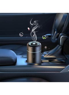 إيروريكس موزع هواء للسيارة مزود بمنفذ USB صغير لتوزيع الزيوت العطرية مع 7 مصابيح LED متغيرة اللون مناسب للسيارة والمنزل والمكتب وغرفة صغيرة باللون الأسود  - Image 1