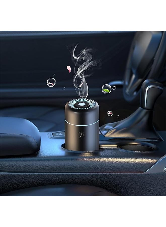إيروريكس - موزع هواء للسيارة مزود بمنفذ USB صغير لتوزيع الزيوت العطرية مع 7 مصابيح LED متغيرة اللون مناسب للسيارة والمنزل والمكتب وغرفة صغيرة باللون الأسود - Image 1