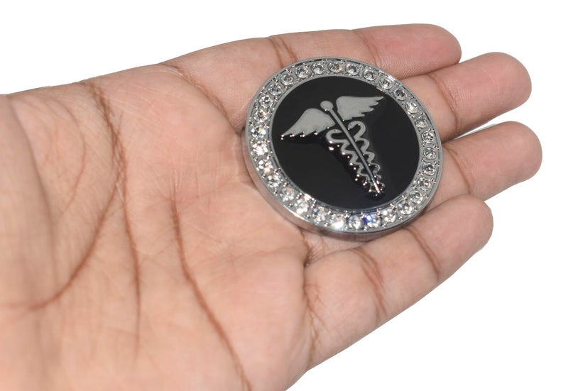 Incognito Metal Diamond Doctor Emblem Sticker for Cars, Bikes, Laptops, etc (Black Silver) - Image 1