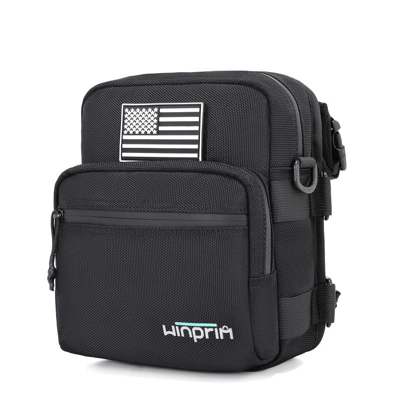 WINPRIM Handlebar Storage Bag for Bicycle Motorcycles - 1680D Waterproof Tool Storage Bag with Flag Patch, Multi-Purpose Front Fork & Crossbody Bag, Durable Small Pouch for Motorcycles - Image 1