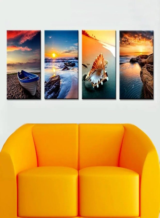 DEKORSTATION Sunrise over the Ocean Multi Wooden Framed Canvas Wall Painting for Home and Office Decor - Image 3