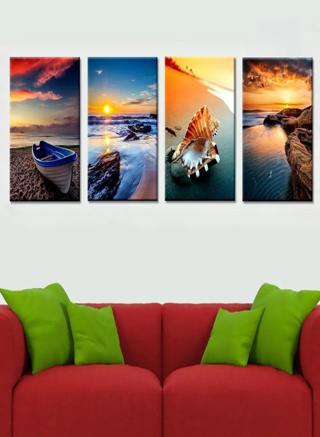 DEKORSTATION Sunrise over the Ocean Multi Wooden Framed Canvas Wall Painting for Home and Office Decor - Image 4