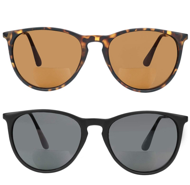 Yogo Vision Bifocal Sunglasses For Men and Women 2 Pk Reading Glasses UV400 Protection Unisex Sun Readers Black/Brown Havana 1.25 - Image 2