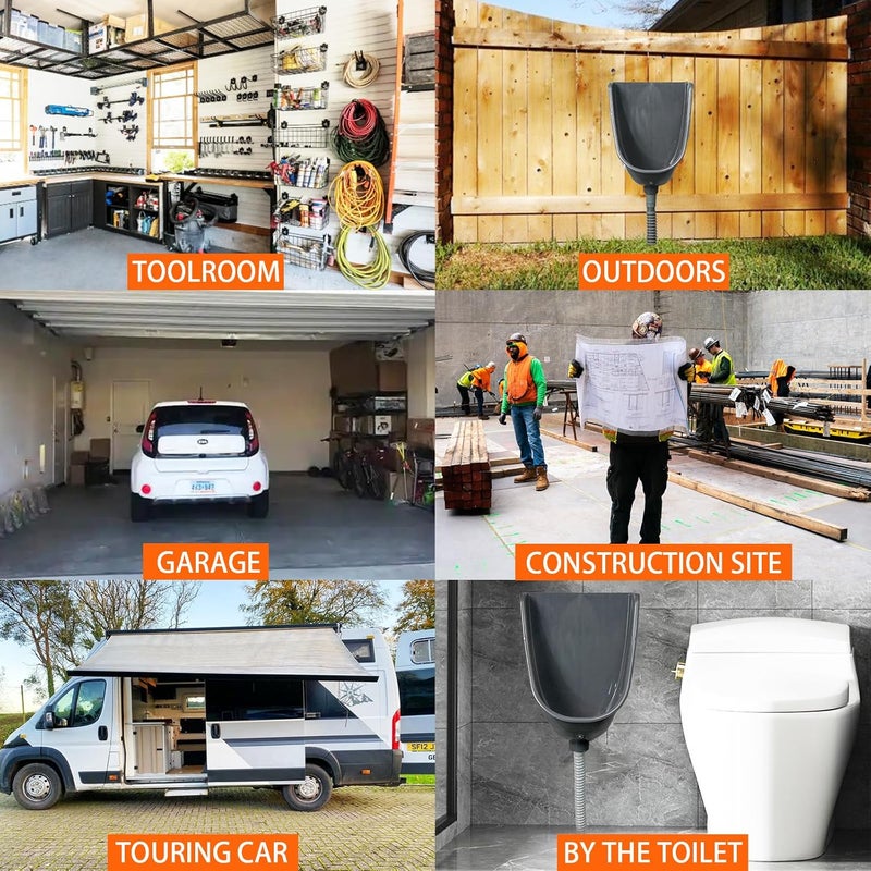 shawoo Waterless Urinal Garage Urinal for Men Plastic Urinals for Men, Urine Diverter Outdoor Urinal Wall-Mounted Urinals For Men Bathroom, No-Drill Lnstallation Self-Adhesive Mens Urinal - Image 5