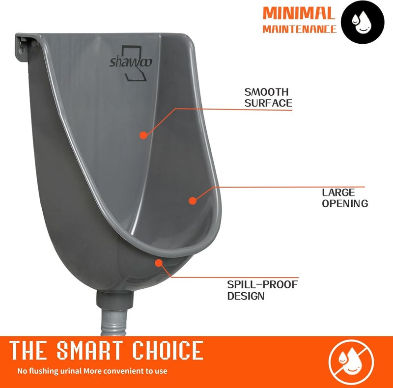 shawoo Waterless Urinal Garage Urinal for Men Plastic Urinals for Men, Urine Diverter Outdoor Urinal Wall-Mounted Urinals For Men Bathroom, No-Drill Lnstallation Self-Adhesive Mens Urinal - Image 3