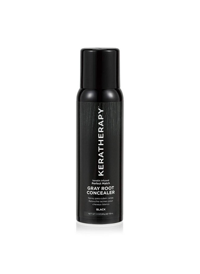 KERATHERAPY Keratin Infused Perfect Match Gray Root Concealer Spray Black 3 Oz 118 Ml Root Cover Up Spray To Hide Gray Roots Keratin Therapy Hair Darkening & Temporary Scalp Concealer  - Image 1