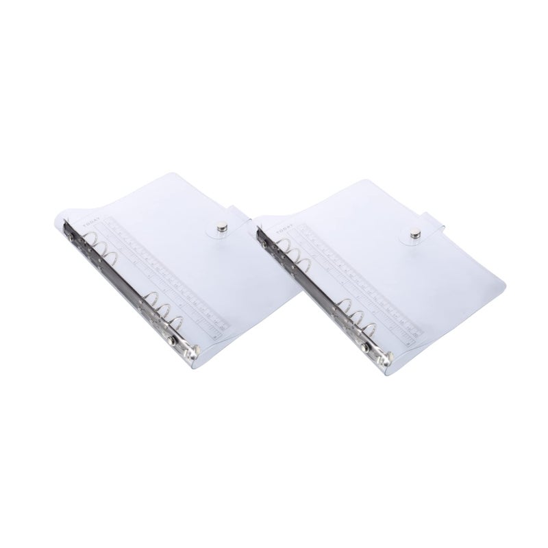 2 قطعة غطاء مجلد PVC زر ضغط واقي دفتر غلاف مرن للمكتب المدرسة المنزل - Image 2