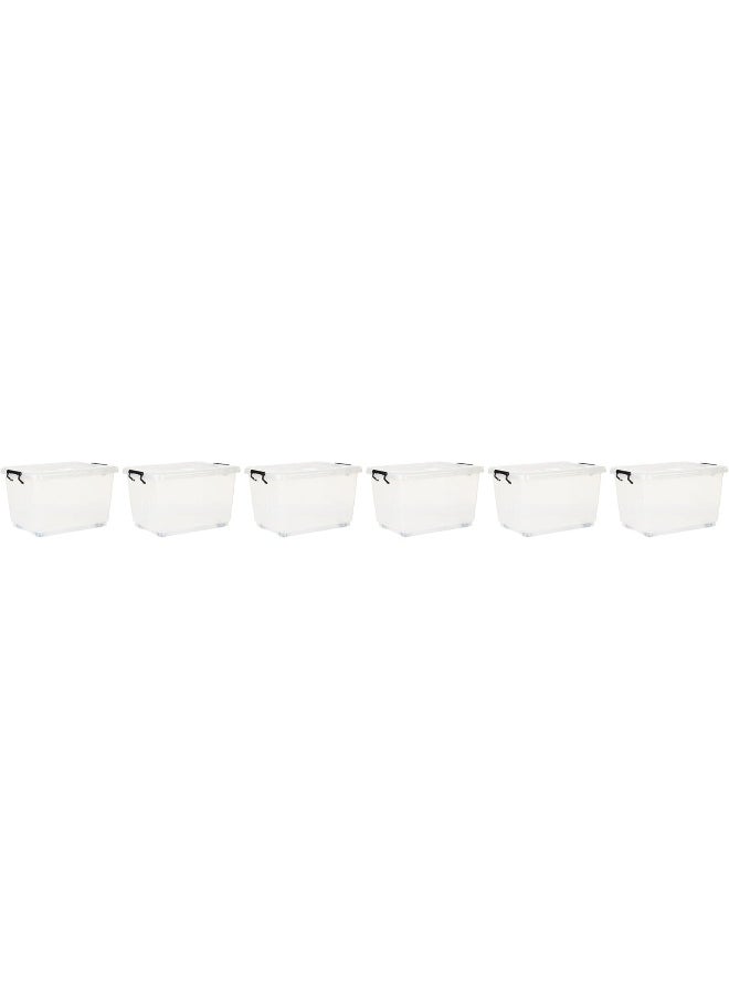 Cosmoplast 22L Plastic Storage Set of 4 Box with Wheels & Lockable Lid (Off White)  - Image 2