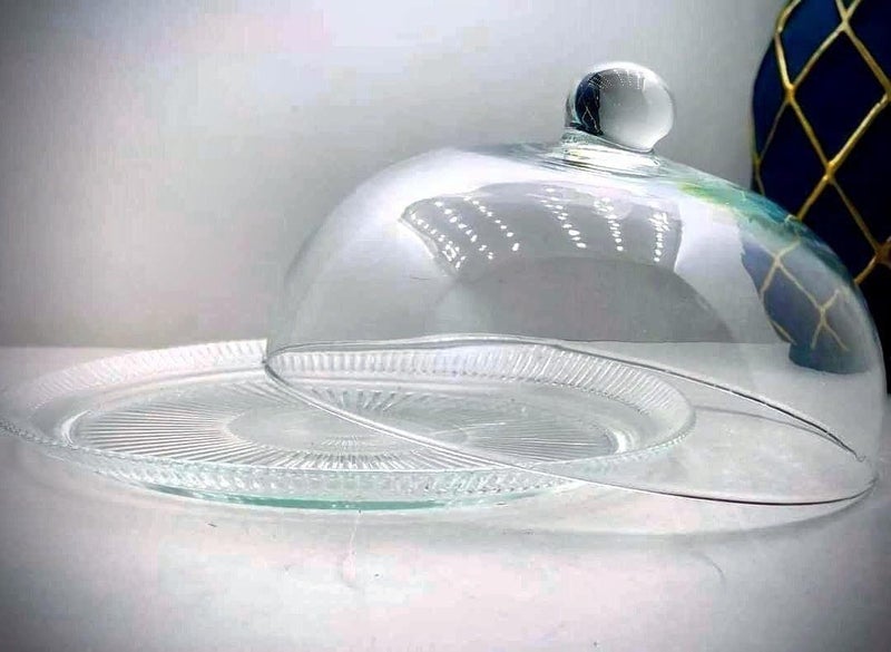 Glass cake stand with lid, large size: (34 cm), transparent - Image 2